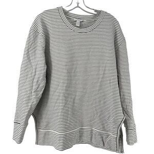 Daily Ritual Pullover Knit Top Womens Size XL Black White Striped Cotton Casual